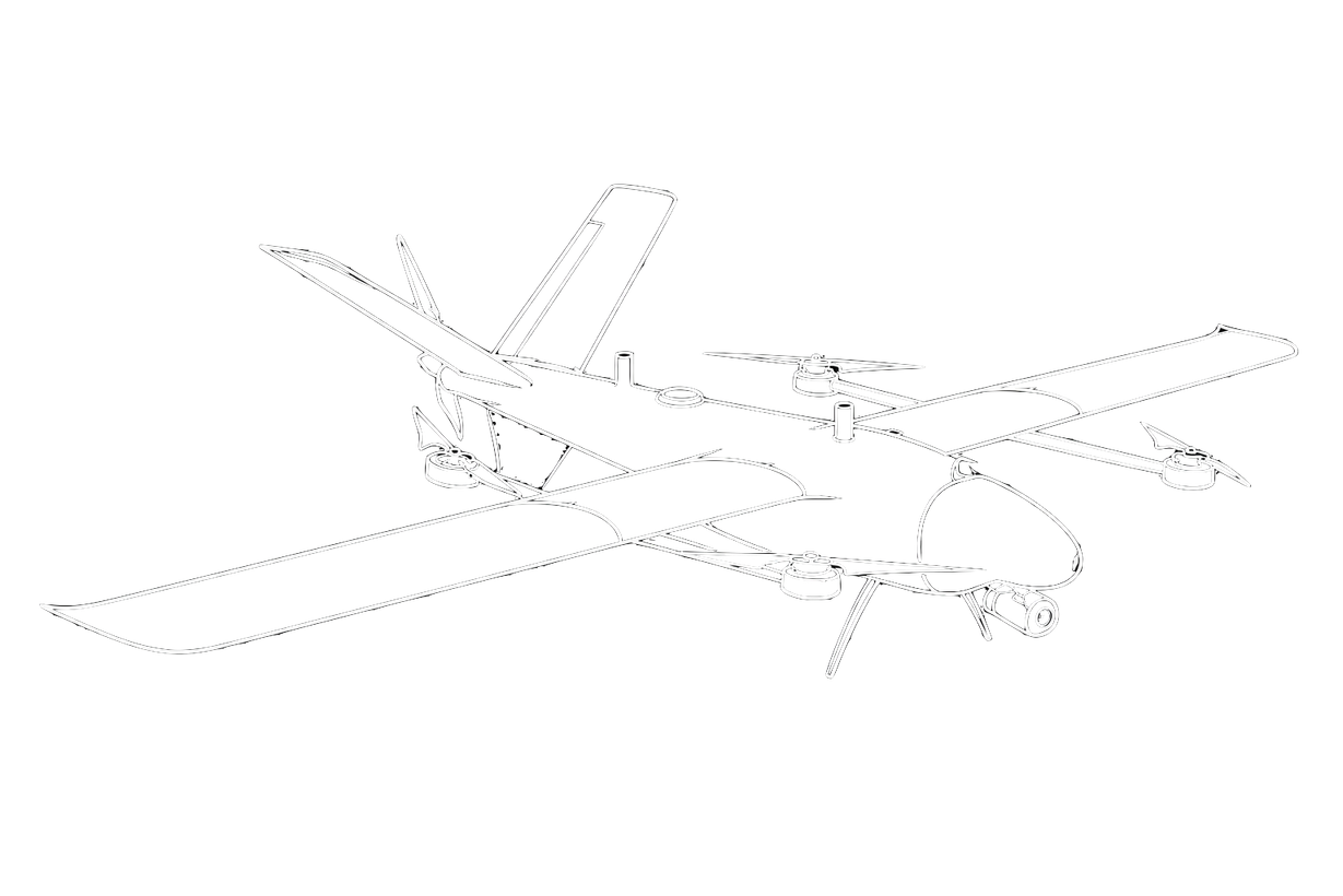 Quadplane VTOL line drawing from the Fell Aerospace pitch deck